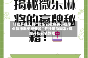 辅助开挂工具“微乐安徽麻将小程序必赢神器免费安装”开挂辅助脚本+详细开挂安装教程