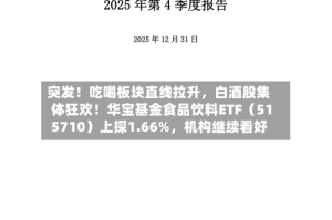 突发！吃喝板块直线拉升，白酒股集体狂欢！华宝基金食品饮料ETF（515710）上探1.66%，机构继续看好