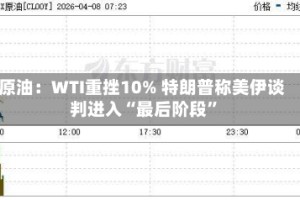 原油：WTI重挫10% 特朗普称美伊谈判进入“最后阶段”
