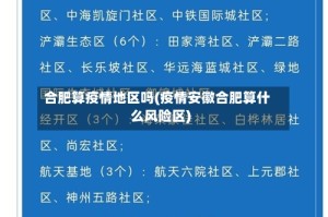 合肥算疫情地区吗(疫情安徽合肥算什么风险区)