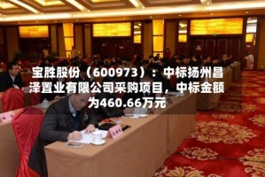 宝胜股份（600973）：中标扬州昌泽置业有限公司采购项目，中标金额为460.66万元