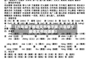 【六年级下册语文书电子版,六年级下册语文书词语表】