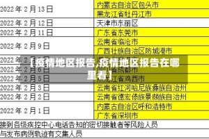 【疫情地区报告,疫情地区报告在哪里看】