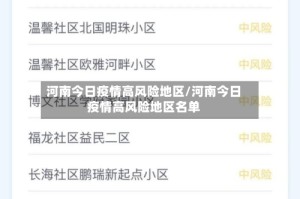 河南今日疫情高风险地区/河南今日疫情高风险地区名单