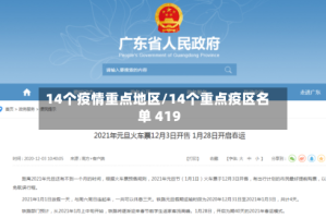 14个疫情重点地区/14个重点疫区名单 419