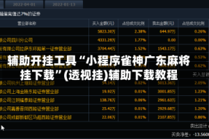 辅助开挂工具“小程序雀神广东麻将挂下载”(透视挂)辅助下载教程