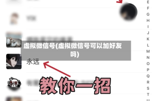 虚拟微信号(虚拟微信号可以加好友吗)