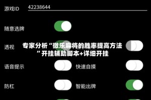 专家分析“微乐麻将的胜率提高方法”开挂辅助脚本+详细开挂