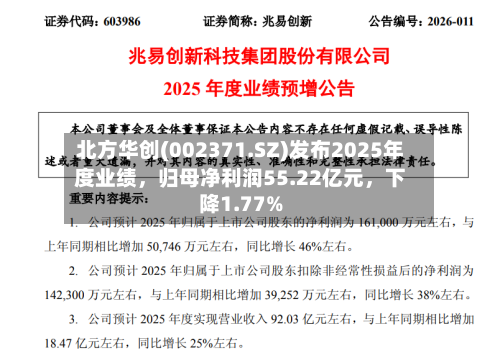 北方华创(002371.SZ)发布2025年度业绩，归母净利润55.22亿元，下降1.77%-第2张图片