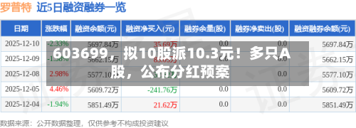 603699，拟10股派10.3元！多只A股，公布分红预案-第1张图片