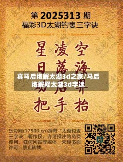 真马后炮解太湖3d之家/马后炮解释太湖3d字迷-第1张图片