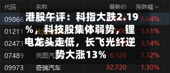 港股午评：科指大跌2.19%，科技股集体弱势，锂电龙头走低	，长飞光纤逆势大涨13%-第1张图片