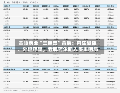 金陵药业“三连击	”背后：内生受阻、外延存疑，老牌药企陷入多重困局-第2张图片