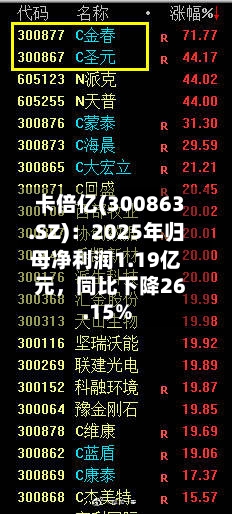 卡倍亿(300863.SZ)：2025年归母净利润1.19亿元，同比下降26.15%-第1张图片