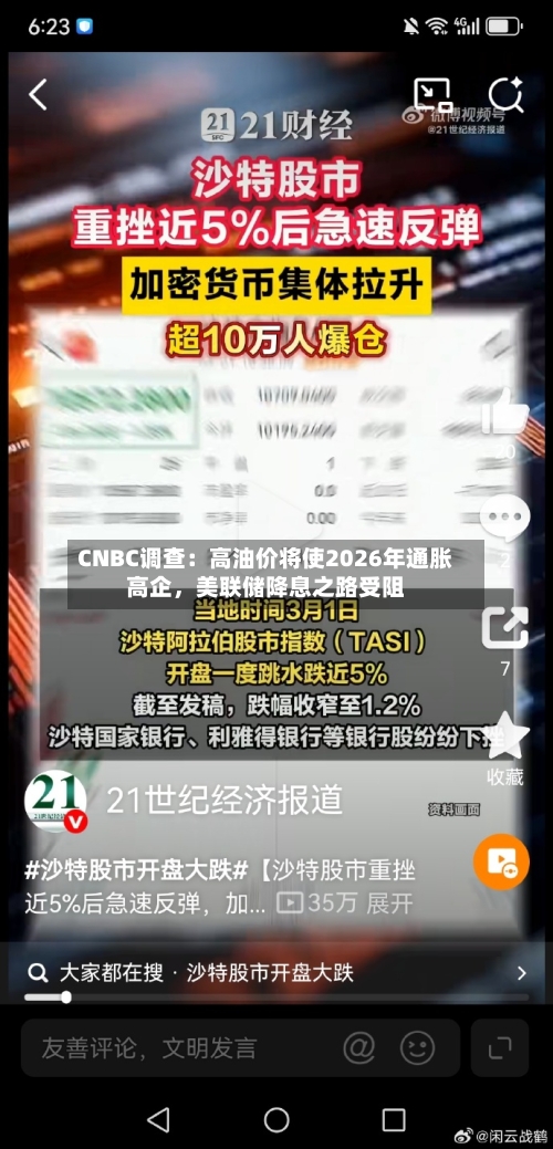 CNBC调查：高油价将使2026年通胀高企，美联储降息之路受阻-第1张图片