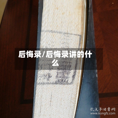 后悔录/后悔录讲的什么-第2张图片