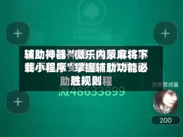 辅助神器“微乐内蒙麻将下载小程序”掌握辅助功能必胜规则-第1张图片