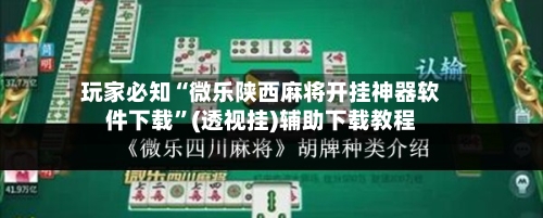 玩家必知“微乐陕西麻将开挂神器软件下载”(透视挂)辅助下载教程-第1张图片