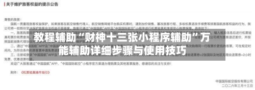教程辅助“财神十三张小程序辅助	”万能辅助详细步骤与使用技巧-第1张图片