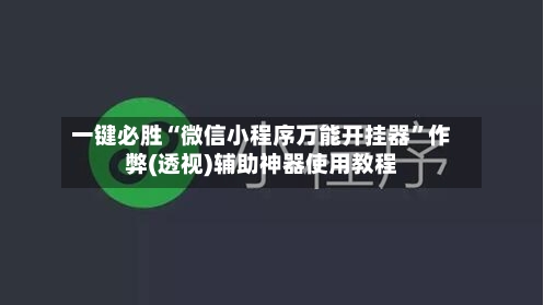 一键必胜“微信小程序万能开挂器	”作弊(透视)辅助神器使用教程-第2张图片