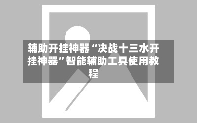 辅助开挂神器“决战十三水开挂神器	”智能辅助工具使用教程-第2张图片