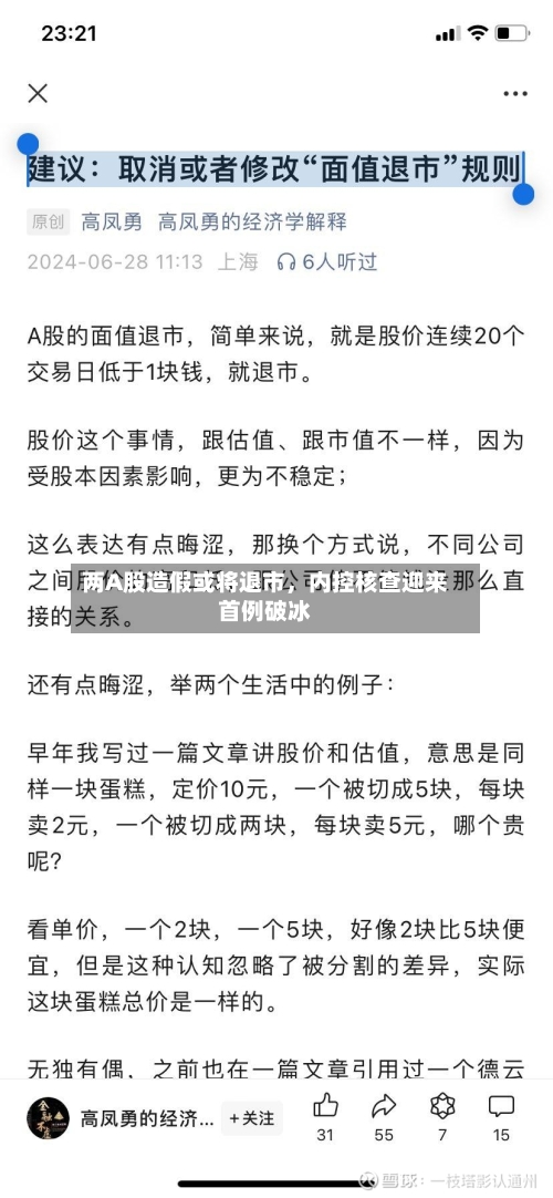 两A股造假或将退市，内控核查迎来首例破冰-第1张图片