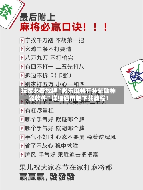 玩家必看教程“微乐麻将开挂辅助神器软件”详细通用版下载教程！-第3张图片