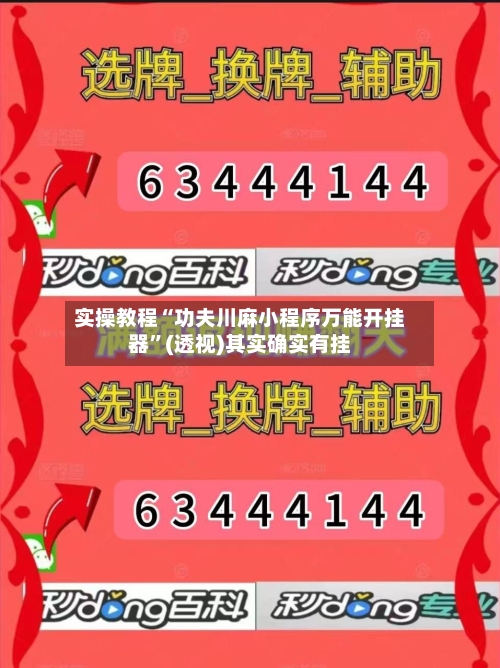实操教程“功夫川麻小程序万能开挂器”(透视)其实确实有挂-第1张图片