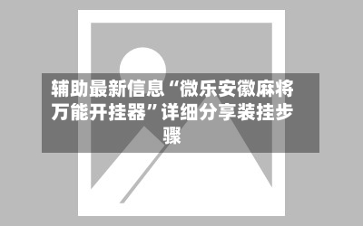 辅助最新信息“微乐安徽麻将万能开挂器”详细分享装挂步骤-第2张图片