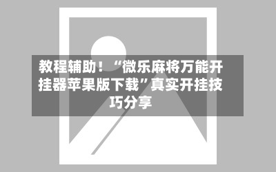 教程辅助！“微乐麻将万能开挂器苹果版下载	”真实开挂技巧分享-第2张图片