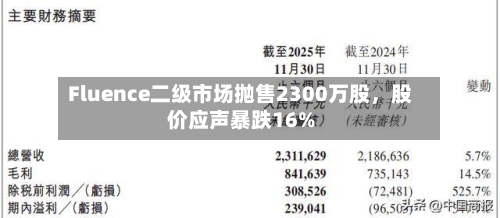 Fluence二级市场抛售2300万股	，股价应声暴跌16%-第2张图片