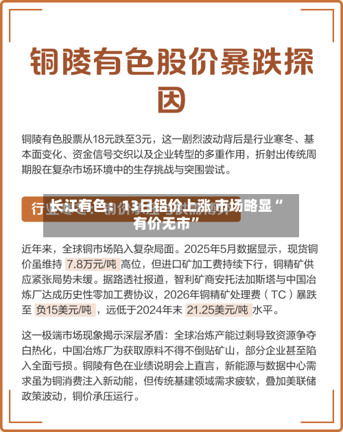长江有色：13日铝价上涨 市场略显“有价无市”-第3张图片