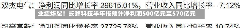 业绩炸裂！长鑫科技半年报预计净利润500亿元至570亿元-第1张图片