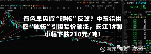 有色早盘掀“硬核	”反攻？中东铝供应“硬伤”引爆铝价领涨	，长江1#铜小幅下跌210元/吨！-第1张图片