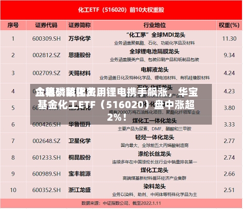 六氟磷酸锂费用企稳！氟化工、锂电携手飙涨，华宝基金化工ETF（516020）盘中涨超2%！-第1张图片