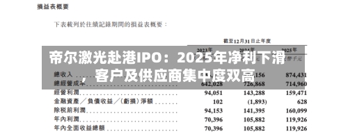 帝尔激光赴港IPO：2025年净利下滑，客户及供应商集中度双高-第1张图片