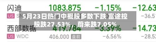 5月23日热门中概股多数下跌 富途控股跌27.53%，蔚来跌7.05%-第2张图片