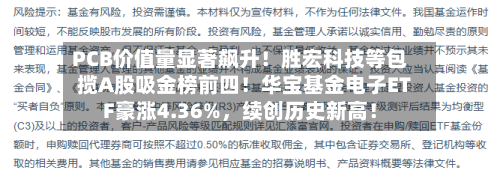 PCB价值量显著飙升！胜宏科技等包揽A股吸金榜前四！华宝基金电子ETF豪涨4.36%	，续创历史新高！-第1张图片